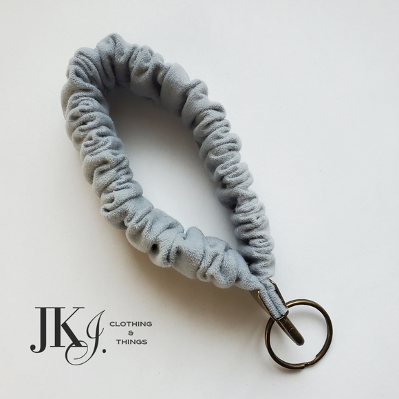 Scrunchie Keychain Gray Suede Handmade NWOT - Picture 3 of 3